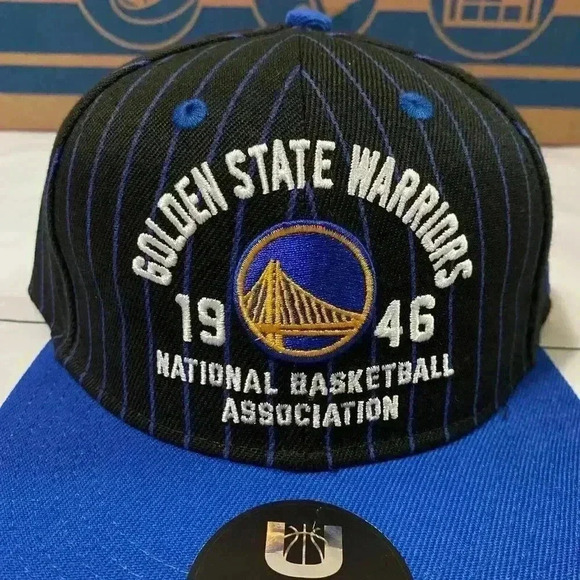 Ultra Game Golden State Warriors 1946 NBA Hat Youth Black & Blue Brim Adjustable - Picture 2 of 5